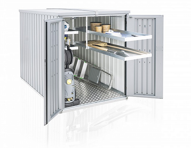 Biohort Multifunkčný úložný priestorový box Minigaráž (strieborná metalíza) Minigaráž (3 krabice)